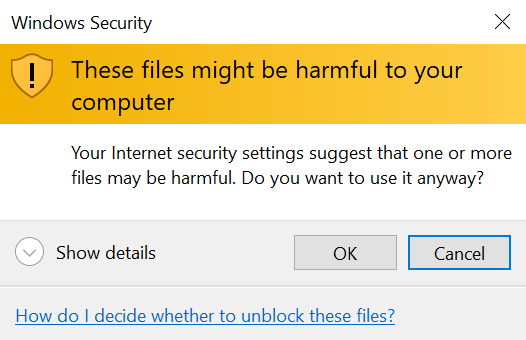 Your Internet Security Settings Suggest That One Or More Files May Be ...