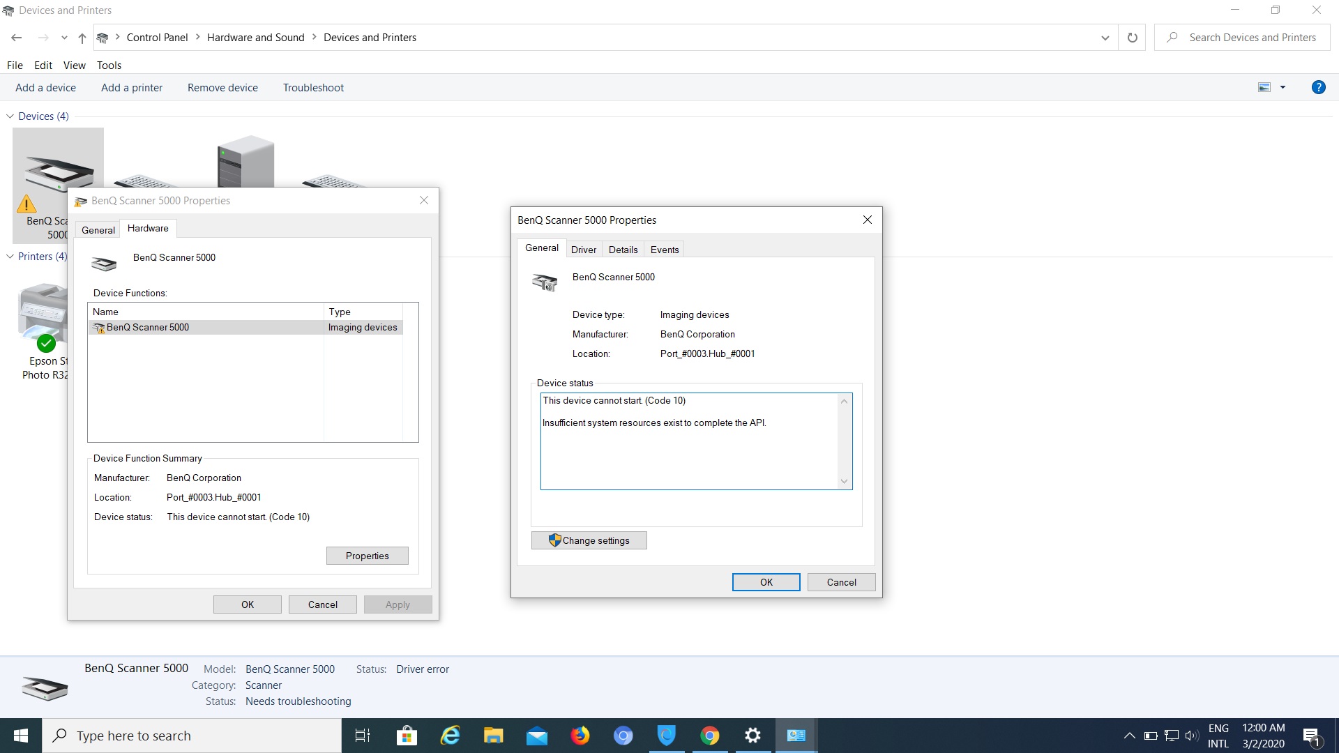 Benq Scanner 5000 Is Not Working In Windows 10 Microsoft Community