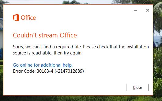 Installing Office 365 - Error Code: 30183-1 - Microsoft Community