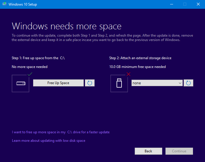 download windows 10 update external drive