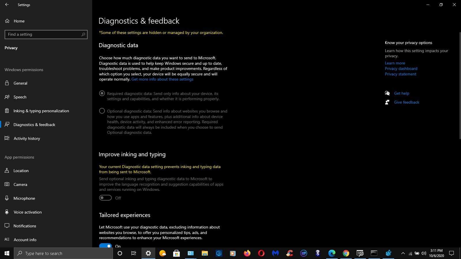  some of these settings are hidden or managed by your organization