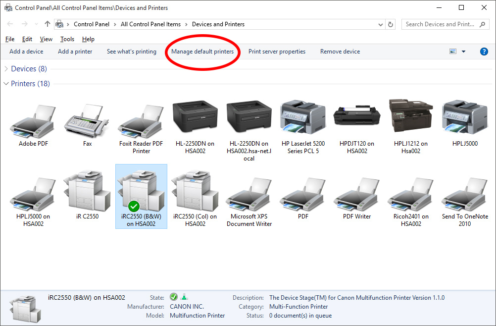 Windows 7 devices and printers not loading