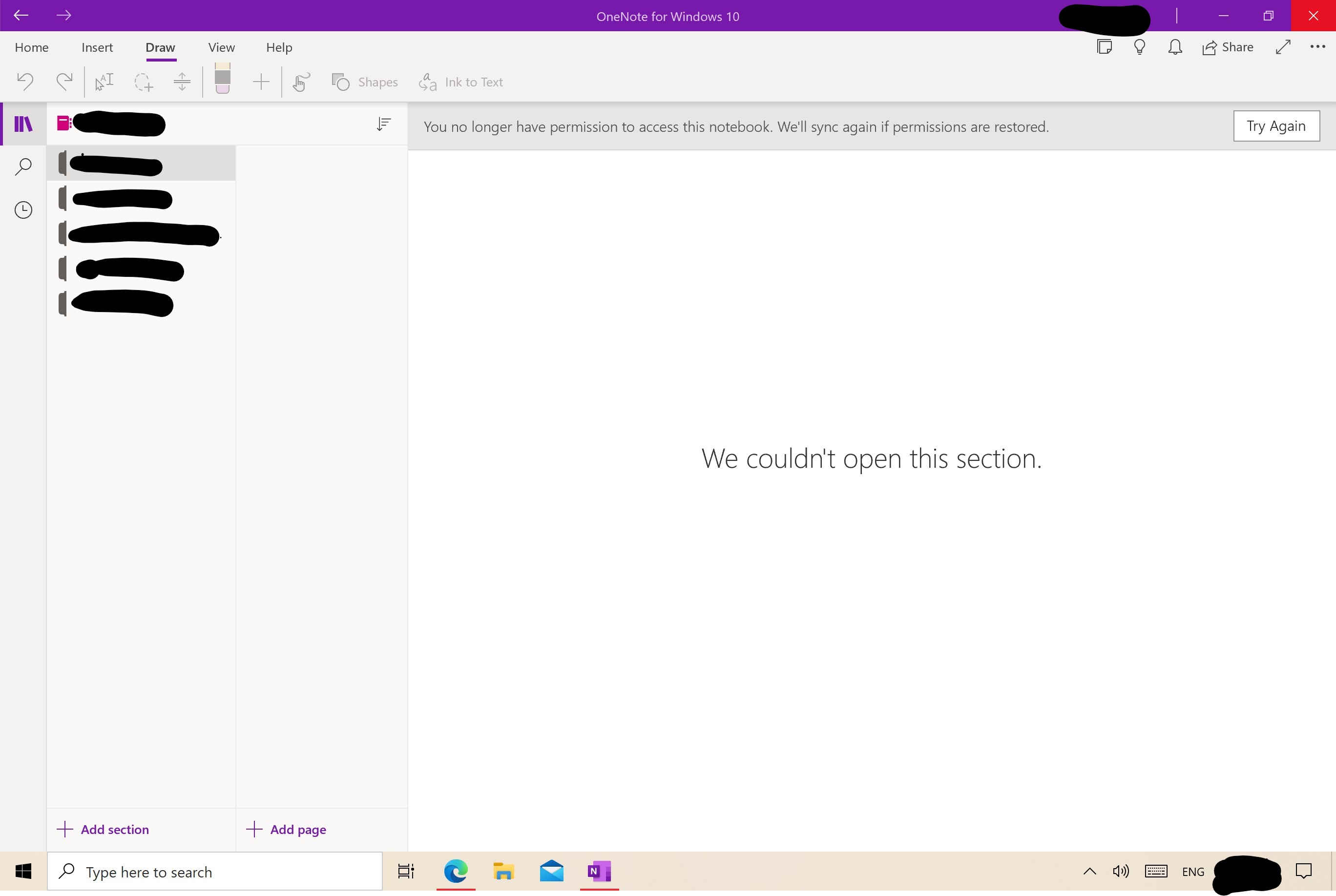 OneNote For Windows 10: "You No Longer Have Permission To Access This ...