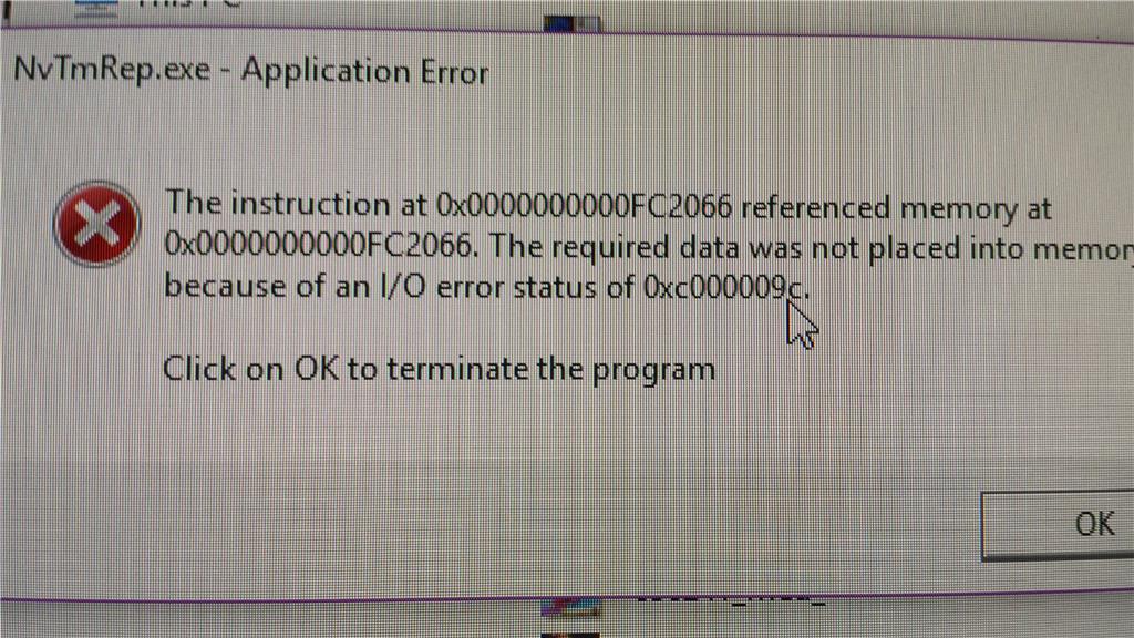 I/O error status of 0xc000009c - Microsoft Community