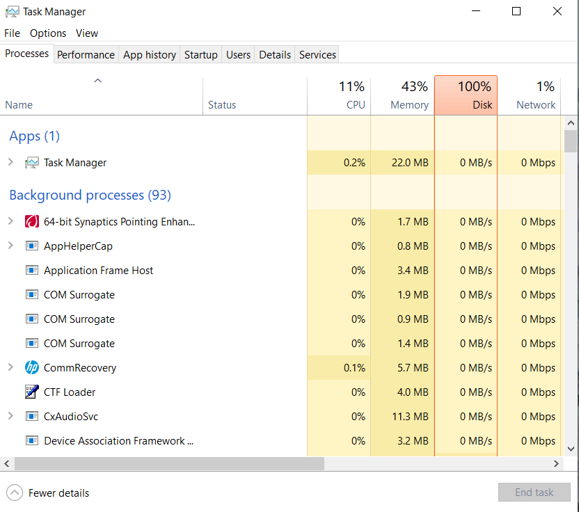 Issue with 100% disk usage, causing system latency - Microsoft Community