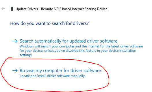 Как обновить драйвера remote ndis based internet sharing device