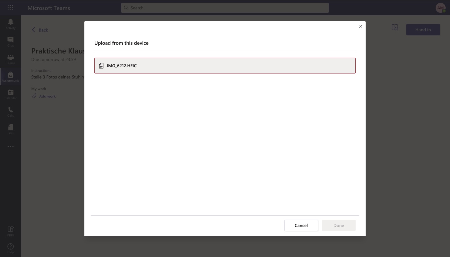 how to upload an assignment on teams