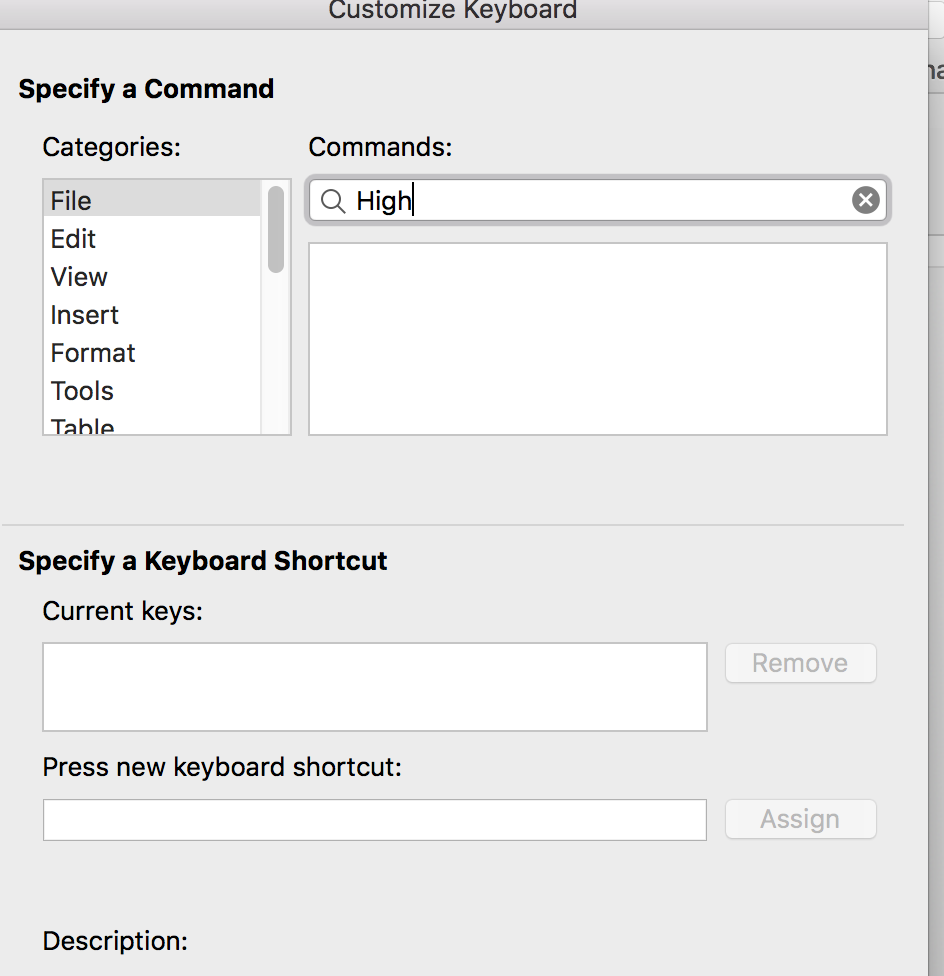 ms word keyboard shortcuts mac