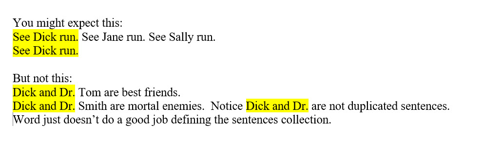 Duplicate sentences tool microsoft community