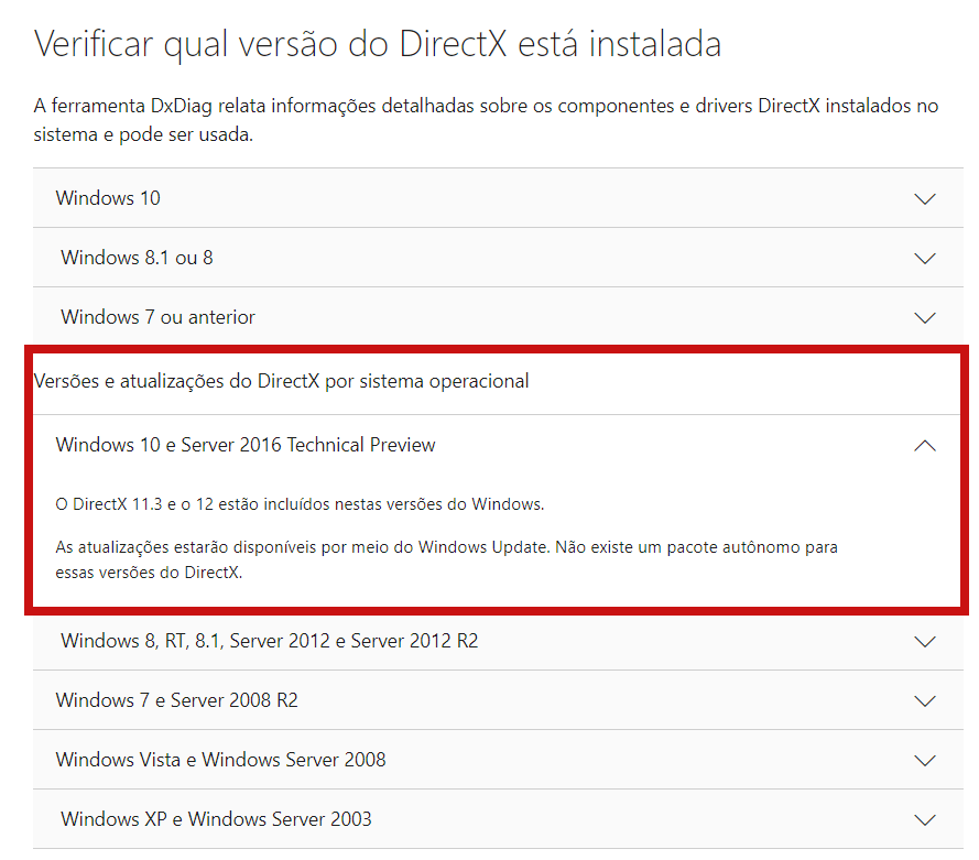 Sem DirectX 12 na atualização do Windows 10 - Microsoft Community