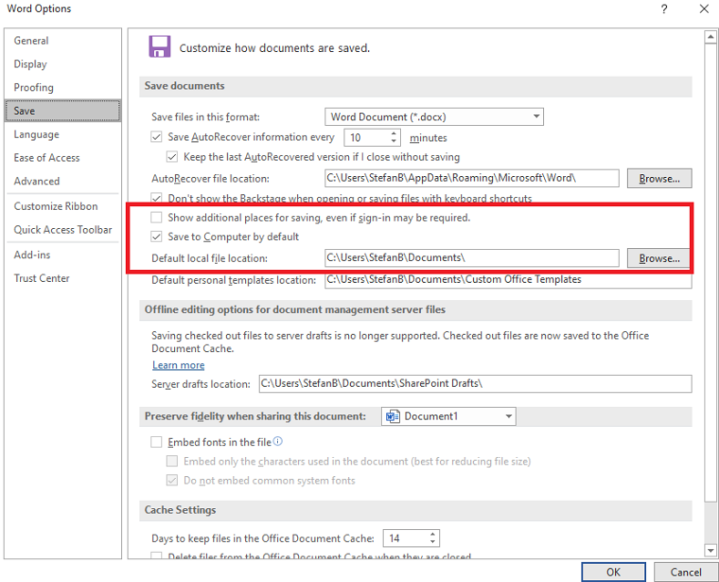 How to save documents on local computer instead of One drive or ...