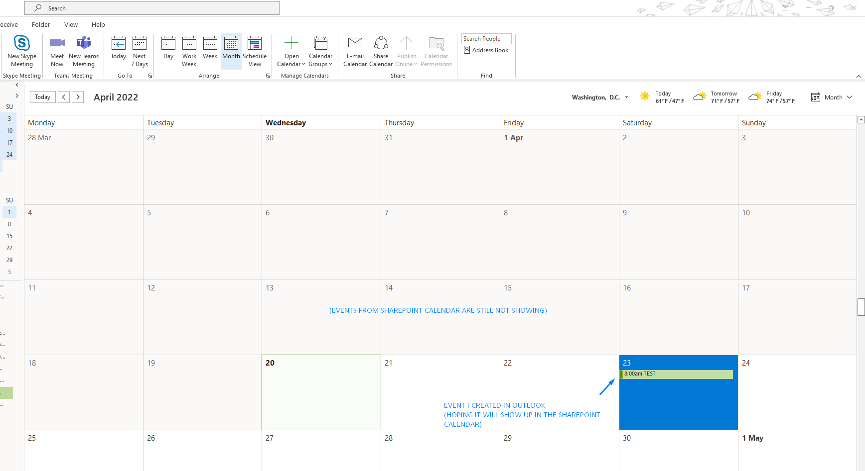 SharePoint Calendar not syncing to Outlook Microsoft Community