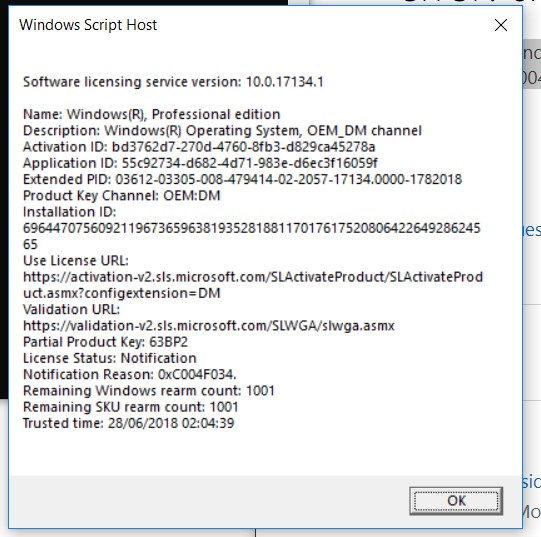 Windows Reactivation Winodws 10 Pro Error 0xc004c060
