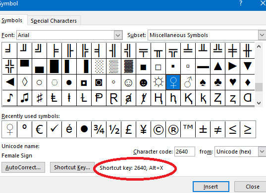 insert male and female symbols in a 'normal font' - Microsoft Community