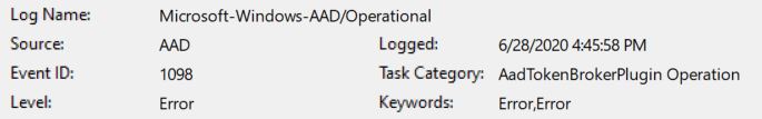 813 Warnings Errors For Event Id 1098 1097 Aad Microsoft Community