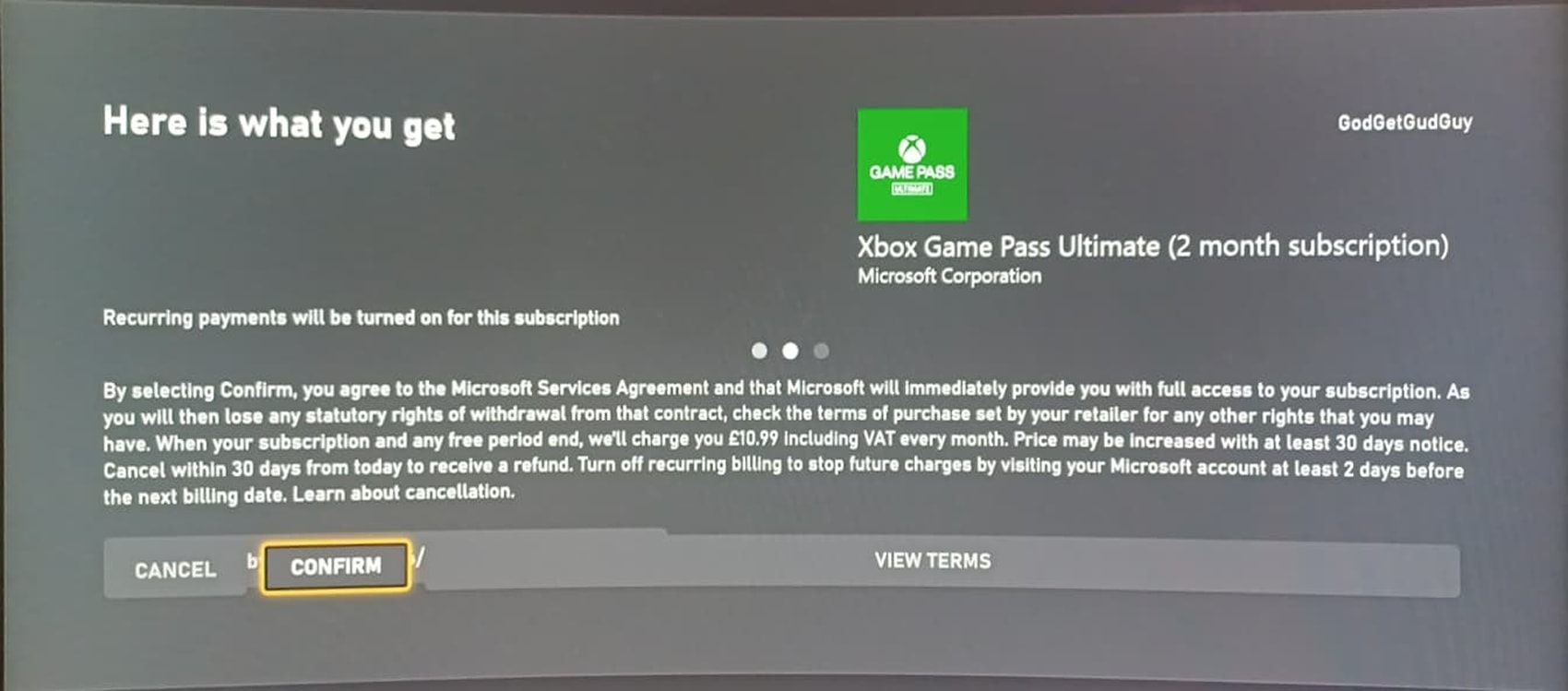 Xbox one best sale game pass code