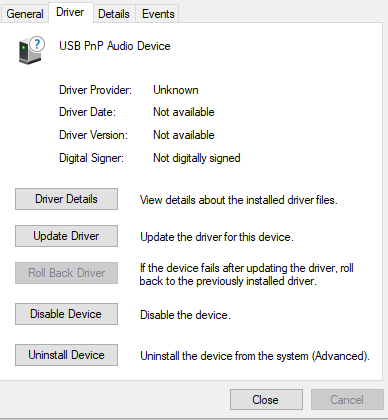 Undetected/Missing drivers for PnP Audio Device. Microsoft