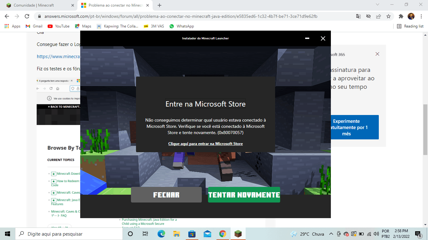 Problema com o instalador do Minecraft. - Microsoft Community