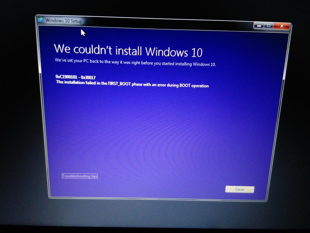 0xc1900101 - 0x40017. 0xc1900101 0x30018 при установке Windows. Windows installation. Install failed: installation failed.