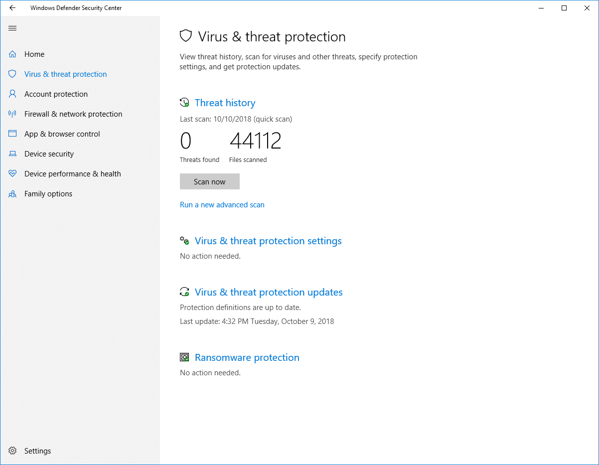 Windows Defender Security Center action needed? - Microsoft