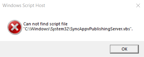 C:\\Windows\System32\SyncAppvPublishingServer.vbs start up error on HP ...