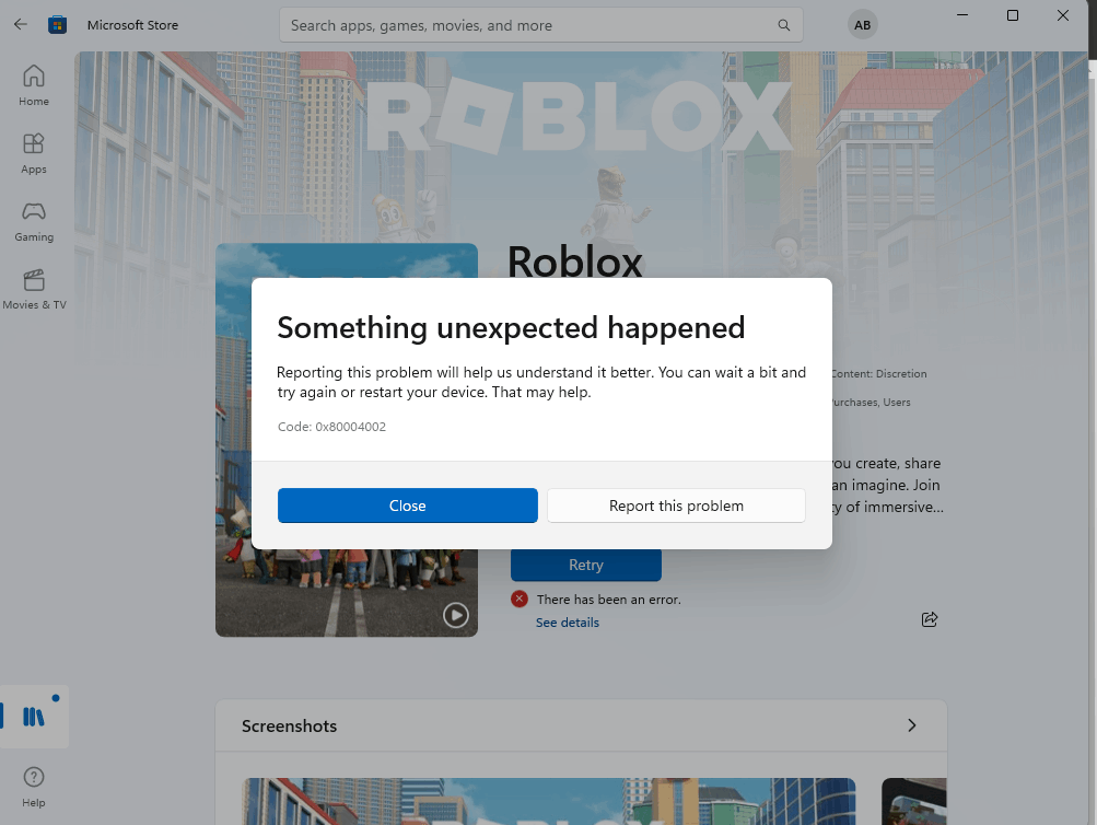 Roblox in Microsoft Store - Microsoft Community