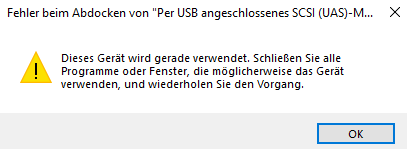 Fehler beim Auswerfen von externen Laufwerken