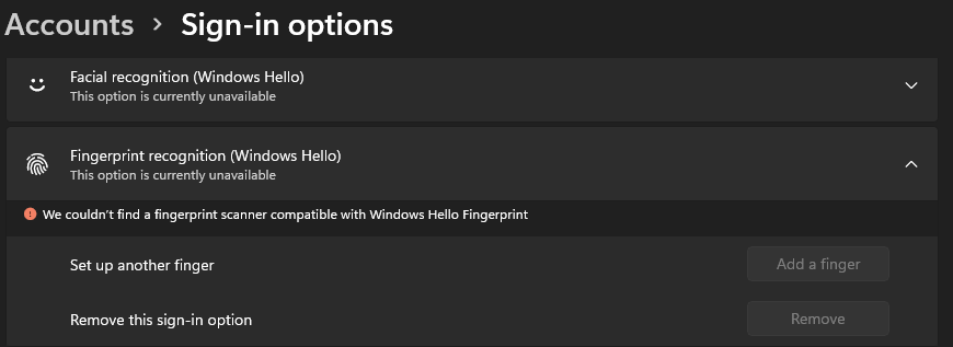 Fingerprint Scanner Not Working - Microsoft Community