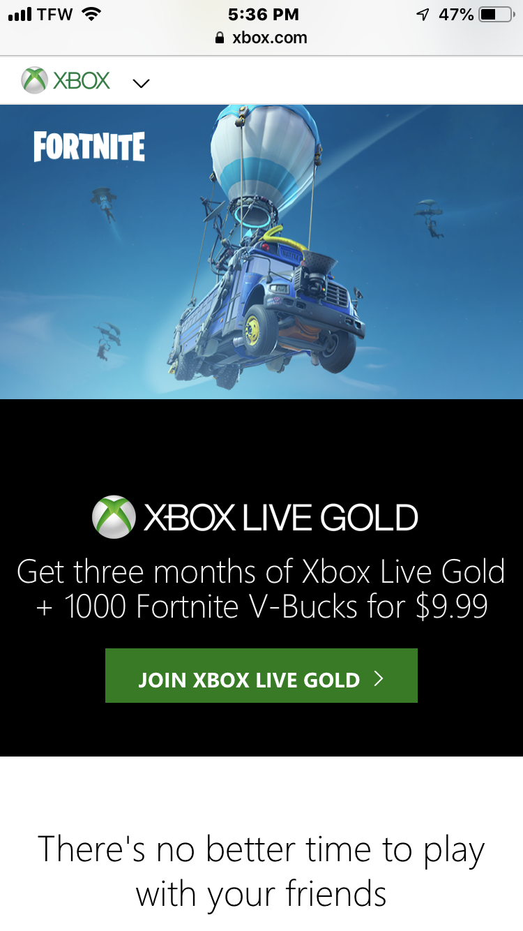 good afternoon i recently had an substcription of 1 month of xbox live gold for 10 monthly i changed it to 3 months of xbox live gold for an fortnite and - fortnite with xbox live