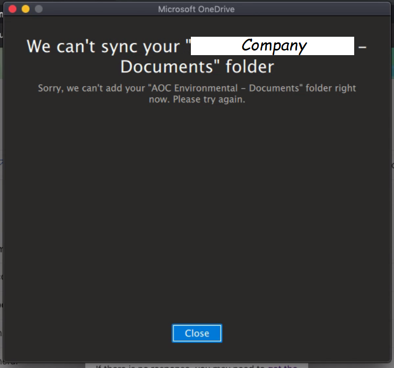 Cannot Sync Sharepoint To OneDrive On Mac - Microsoft Community