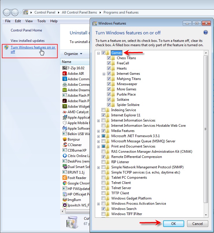 how to enable games on windows 7 professional 