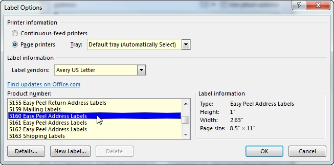 Avery 5160 In Office 365 Microsoft Community