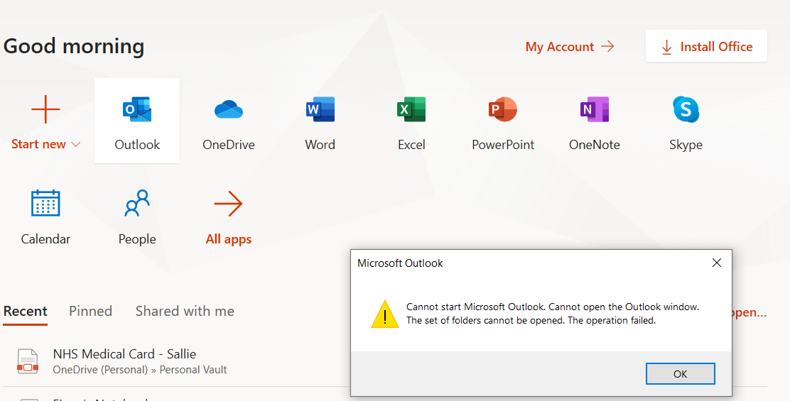 Cannot open Outlook window - Microsoft Community