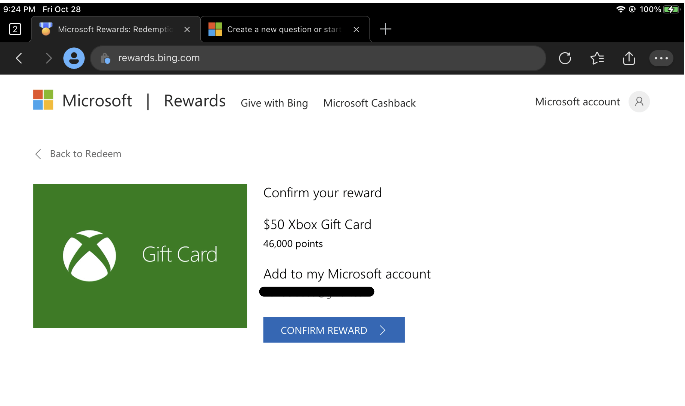 Microsoft rewards shop gift card