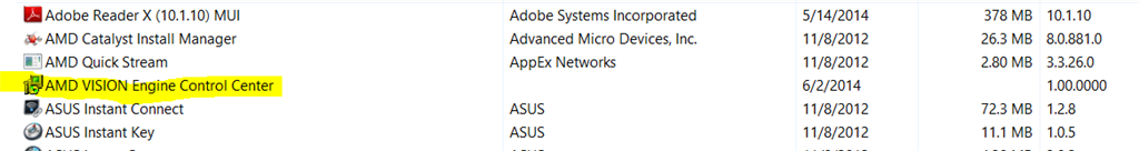 Как удалить amd vision engine control center