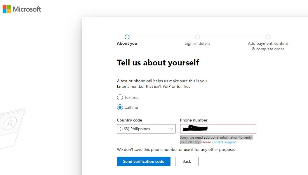 Sorry we need additional information to verify your identity when