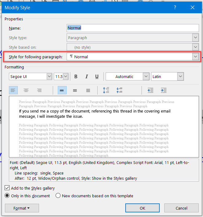 Word changes style after Enter (carriage return) - Microsoft Community