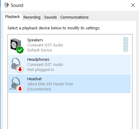 Bluetooth headset is connected and paired but shows as