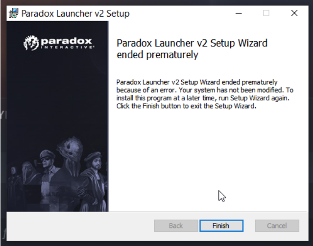 The program is already. Парадокс лаунчер. Paradox Launcher v2 что это. Ошибка при установке Paradox Launcher v2. Paradox Launcher v2 Setup Wizard ended prematurely.