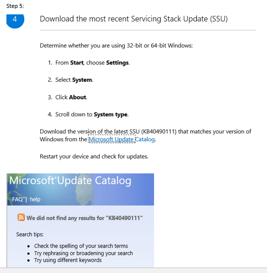 Missing Servicing Stack Update (SSU) - KB40490111. Win 10 - Microsoft ...