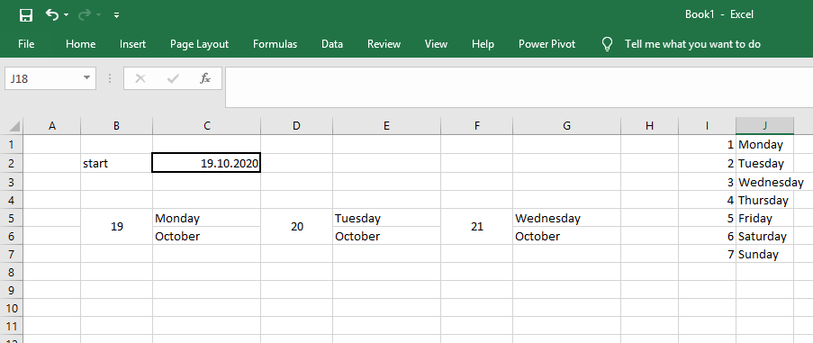 Creating a calendar in excel that will fill in dates based on month ...