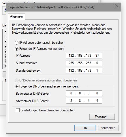 Netzwerk über LAN eingeschränkt