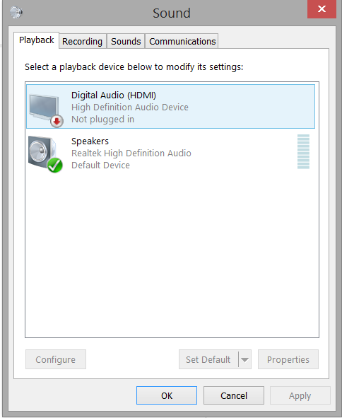 klo Enig med Scrupulous Digital Audio (HDMI) shows not Plugged In Windows 8.1 - Microsoft Community