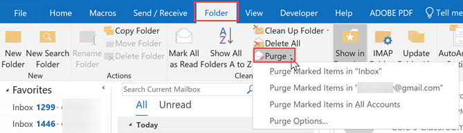 How to purge deleted emails in office 365