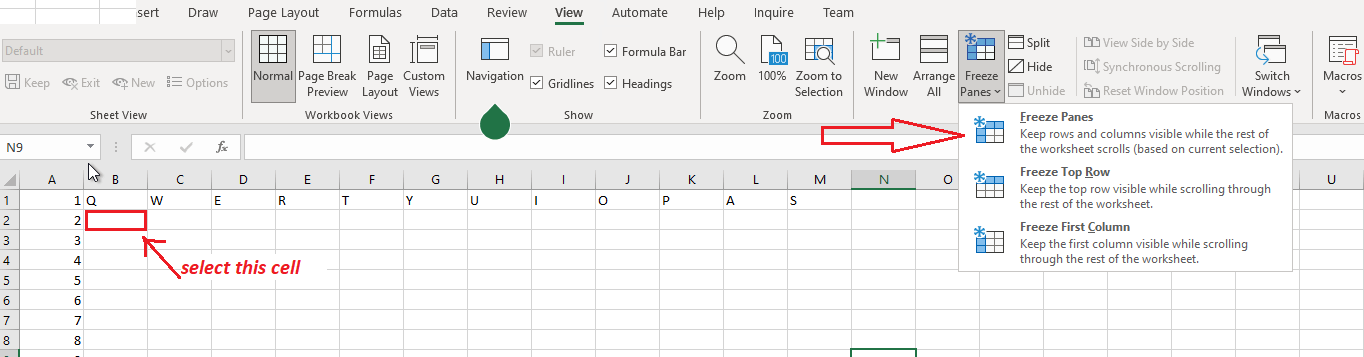 MS Excel freeze both top row and first column Microsoft Community