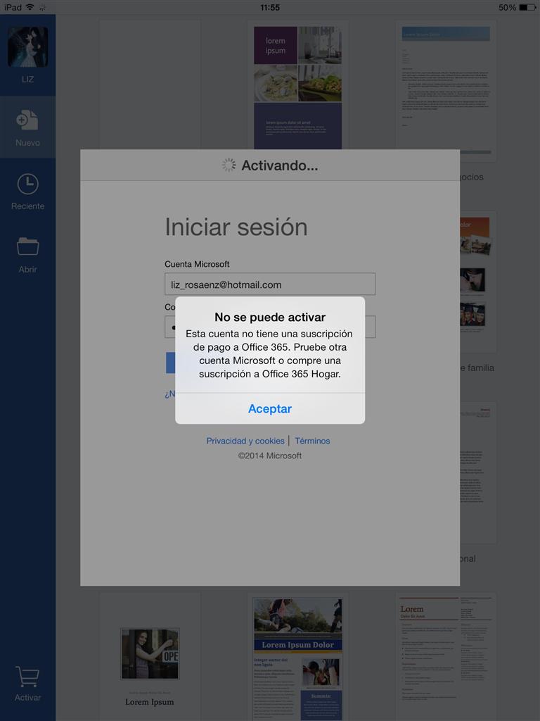 problema con office 365 y ipad - Microsoft Community