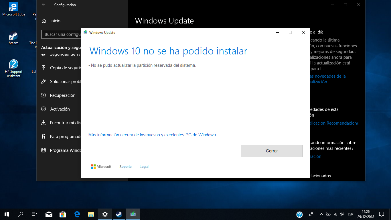 No Me Deja Actualiar Windows 10 A La Version 1809 No Se Pudo Microsoft Community 7344