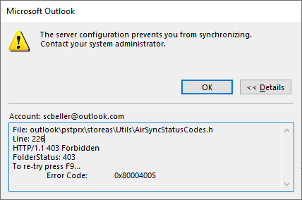 Server Configuration Outlook Error Message Outlook 365 Microsoft Community