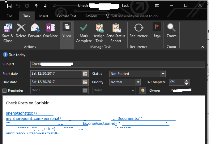 Outlook Task Not Synching To One Note - Microsoft Community