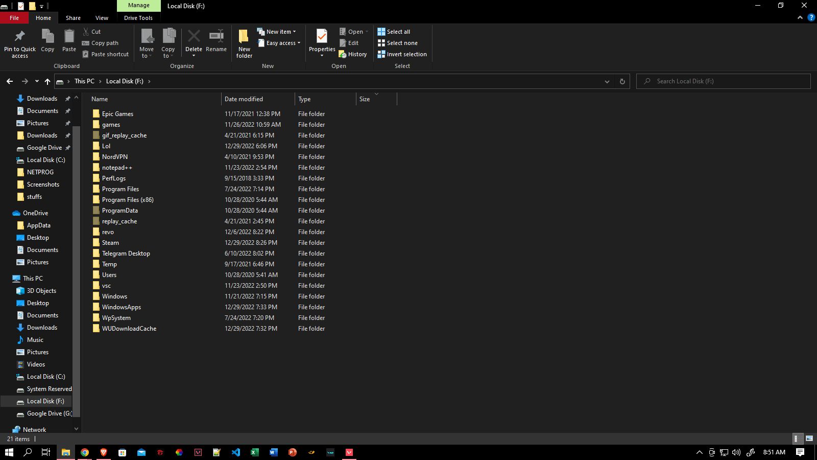 I noticed my Local drive C and F both have windows program files ...